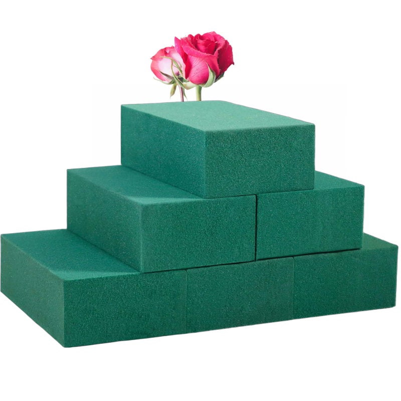 FLOFARE Pack of 6 Floral Foam Blocks Each (5.5""L x 3.1""W x 1.7""H) Green Wet & Dry Flower Foam for Fresh & Artificial Flower Arrangement  Plant Foam  Florist Supplies for DIYs  Arts  Crafts & Weddings - Image 1